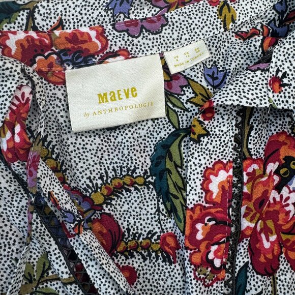 Maeve by Anthropologie Floral Collared Long Sleeve Blouse – Women’s 8 - Picture 2 of 8